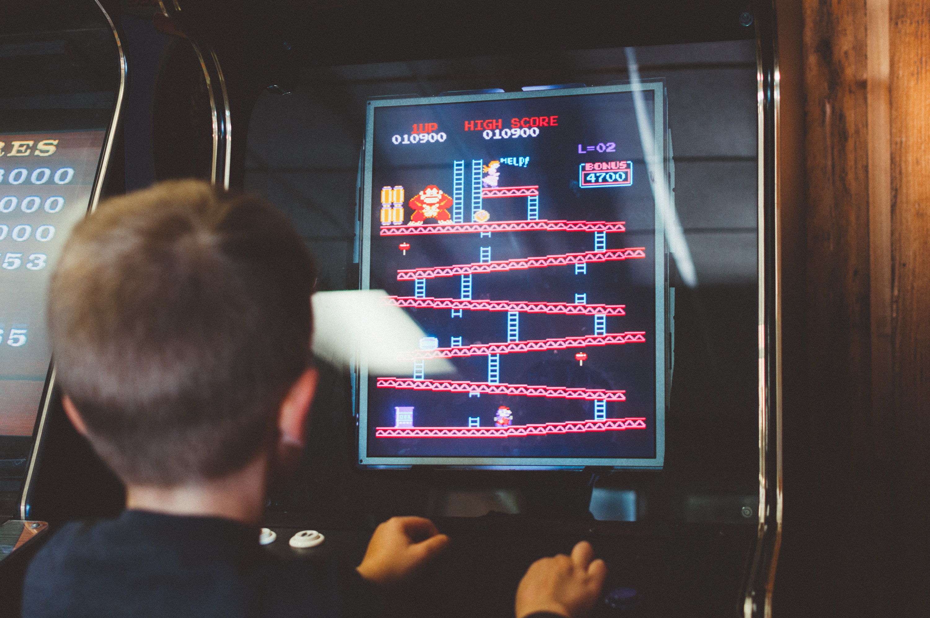 Young boy playing a video game